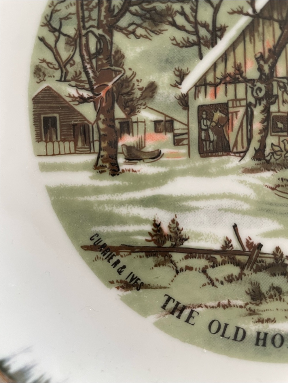 The Old Homestead in Winter Decorative Porcelain Plate - Currier & Ives - Picture 2 of 4